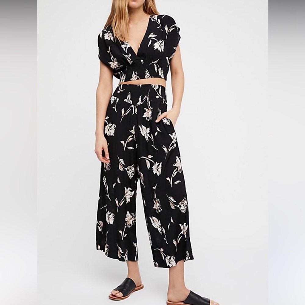 Free People Black and White Floral Set